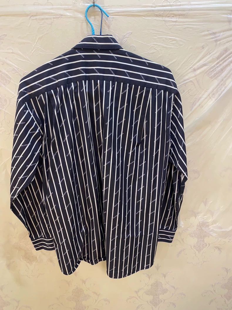 Balenciaga Balenciaga Striped Logo Print Long Sleeve Shirt - dmc Size US M / EU 48-50 / 2 - 2 Thumbnail