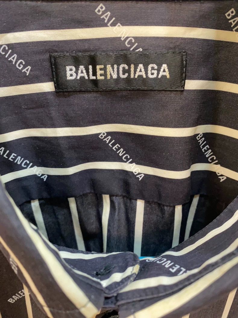 Balenciaga Balenciaga Striped Logo Print Long Sleeve Shirt - dmc Size US M / EU 48-50 / 2 - 3 Thumbnail