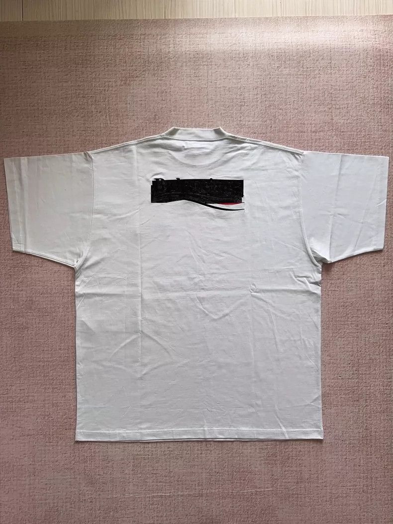 Balenciaga Balenciaga Logo Tape Wave Short Sleeve T-Shirt - dmc Size US XXL / EU 58 / 5 - 2 Thumbnail