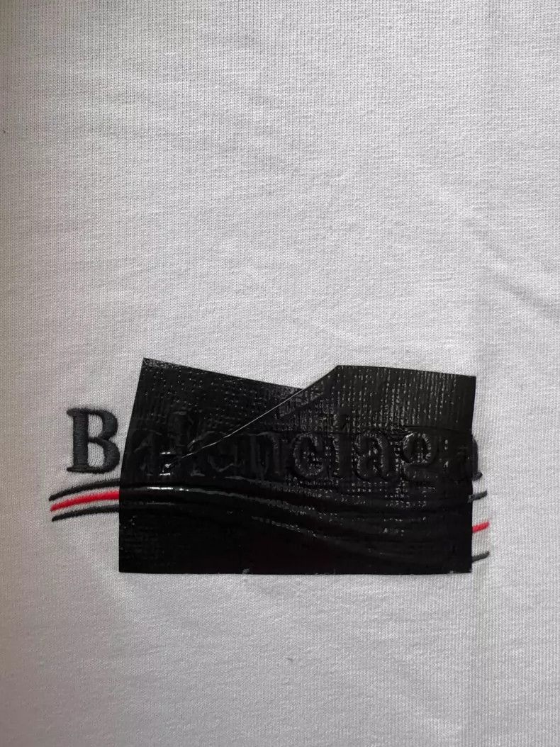 Balenciaga Balenciaga Logo Tape Wave Short Sleeve T-Shirt - dmc Size US XXL / EU 58 / 5 - 7 Thumbnail