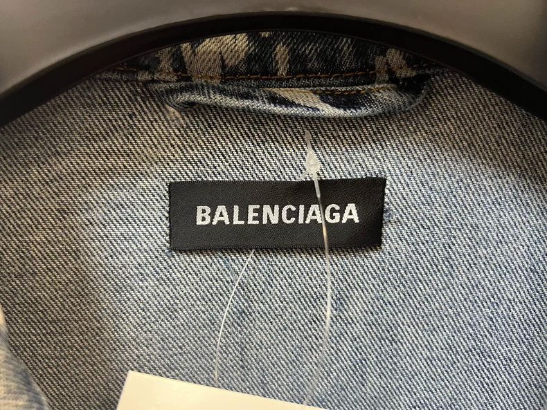 Balenciaga Balenciaga Blue Logo Distressed Denim Jacket - dmc Size US M / EU 48-50 / 2 - 4 Thumbnail