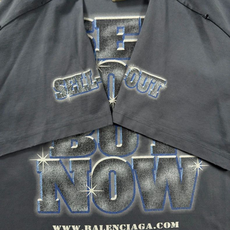 Balenciaga Balenciaga Blue Distressed Short Sleeve - dmc Size US XL / EU 56 / 4 - 4 Thumbnail