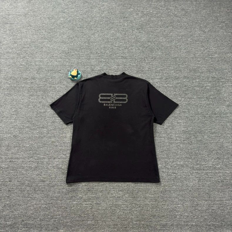 Balenciaga Balenciaga Black Crystal BB Short Sleeve - dmc Size US S / EU 44-46 / 1 - 7 Thumbnail