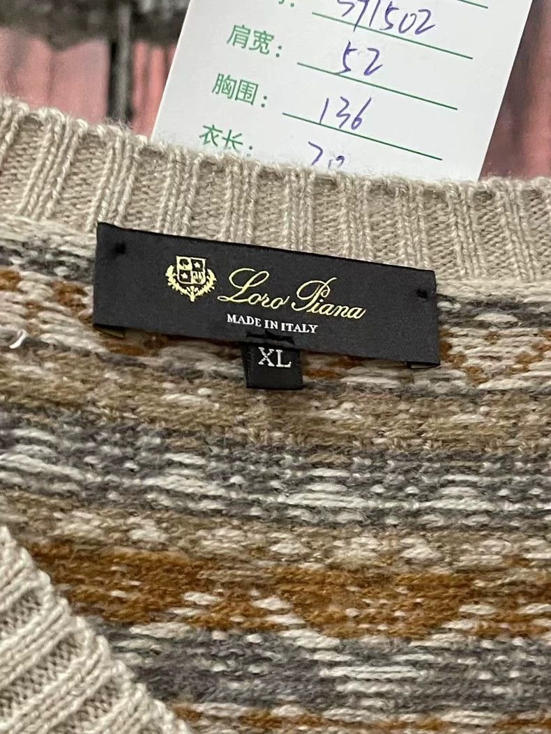 Loro Piana Loro Piana Patterned V-Neck Sweater - dmc Size US XL / EU 56 / 4 - 5 Thumbnail