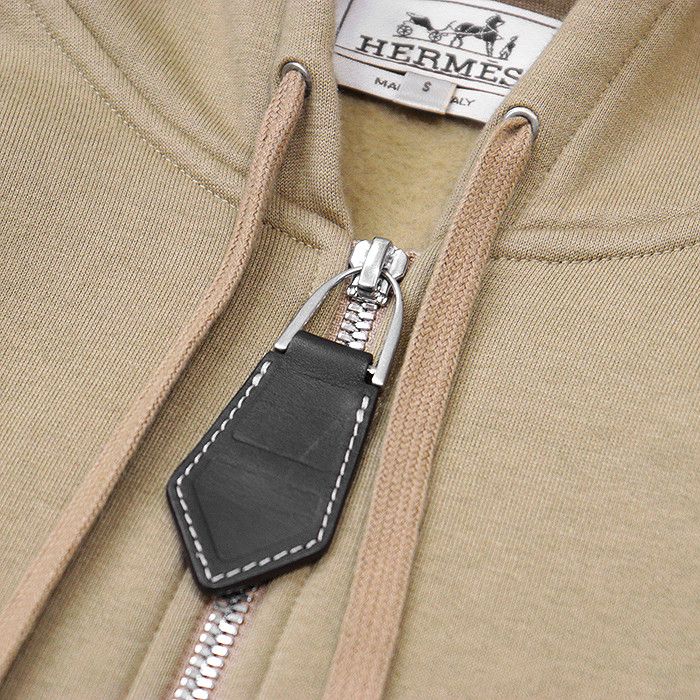 Hermes Hermes Hermes Cashmere Blend Leather Trim Hoodie Cotton Sweatshirts & Hoodies DUTY FREE for USA Size ONE SIZE - 3 Thumbnail