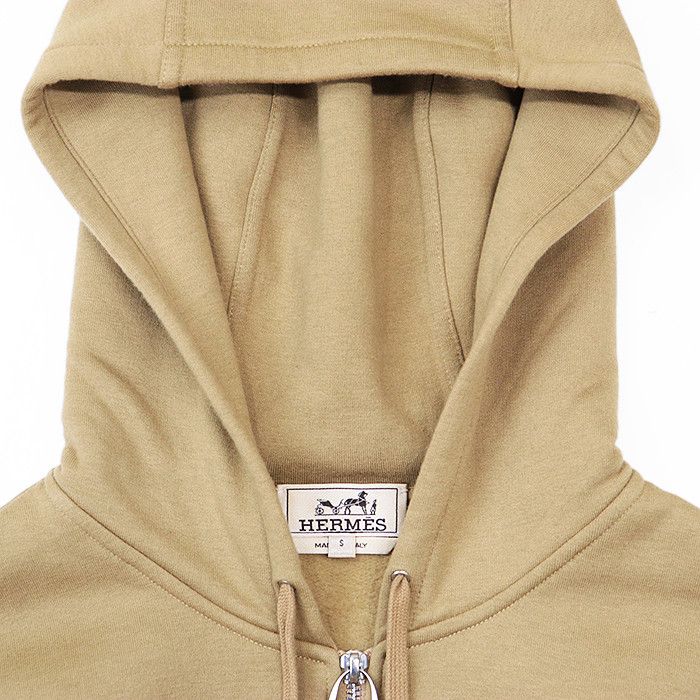 Hermes Hermes Hermes Cashmere Blend Leather Trim Hoodie Cotton Sweatshirts & Hoodies DUTY FREE for USA Size ONE SIZE - 2 Thumbnail