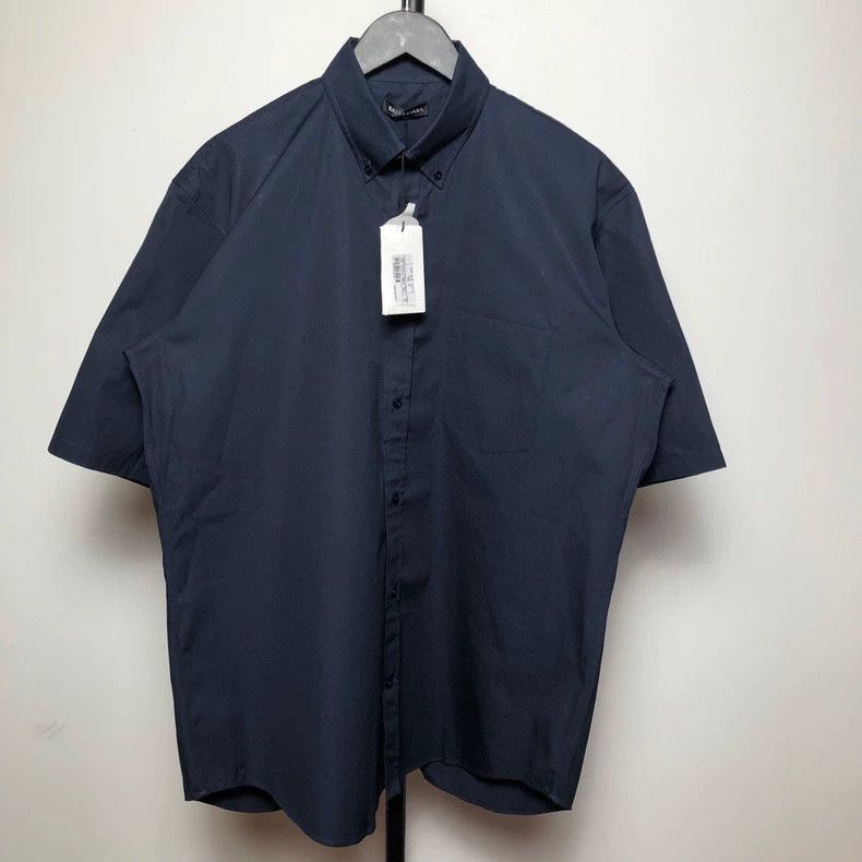 Balenciaga Balenciaga Navy Back Logo Short Sleeve Shirt - dmc Size US M / EU 48-50 / 2 - 2 Thumbnail