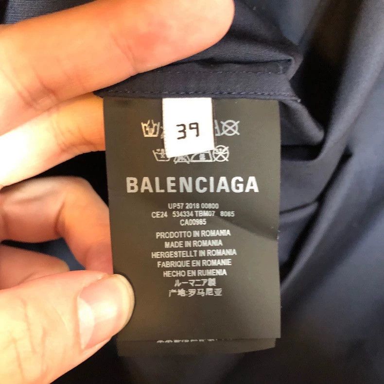 Balenciaga Balenciaga Navy Back Logo Short Sleeve Shirt - dmc Size US M / EU 48-50 / 2 - 4 Thumbnail