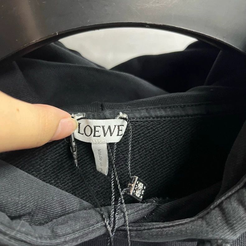 Loewe Loewe Black Leather Patch Hooded Sweatshirt - dmc Size US XL / EU 56 / 4 - 5 Thumbnail