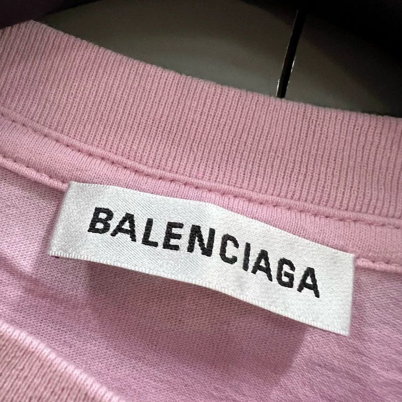 Balenciaga Balenciaga Pink Logo Round Neck Tee - dmc Size US S / EU 44-46 / 1 - 4 Thumbnail