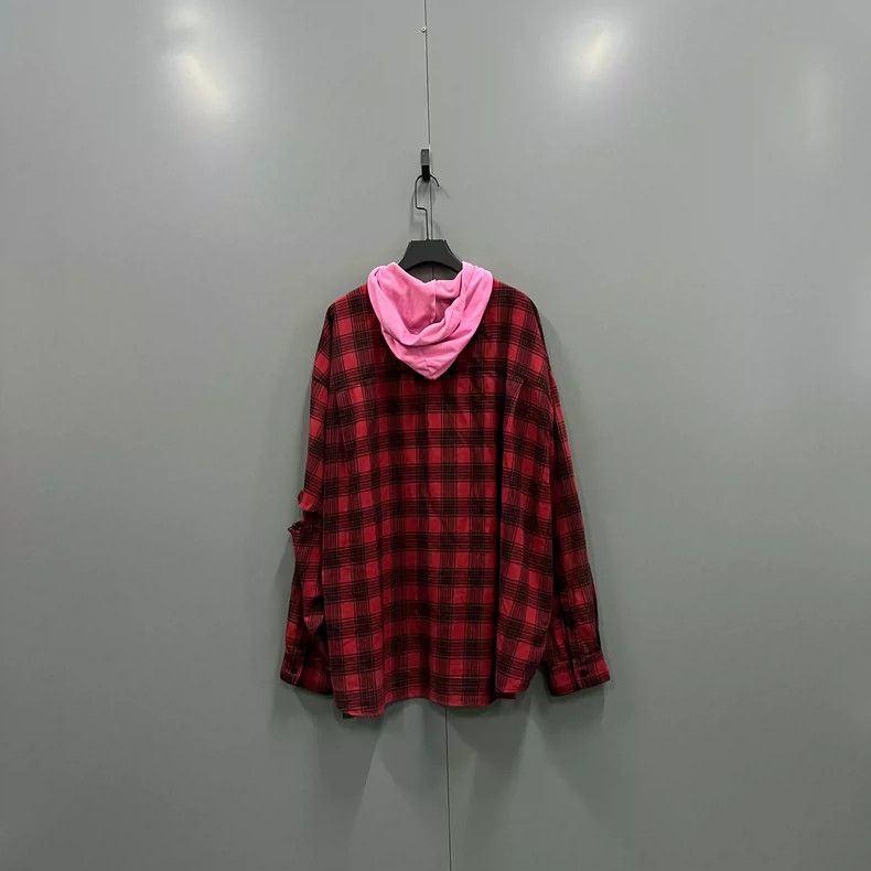 Balenciaga Balenciaga Colorblock Plaid Hooded Shirt - dmc Size US L / EU 52-54 / 3 - 2 Thumbnail