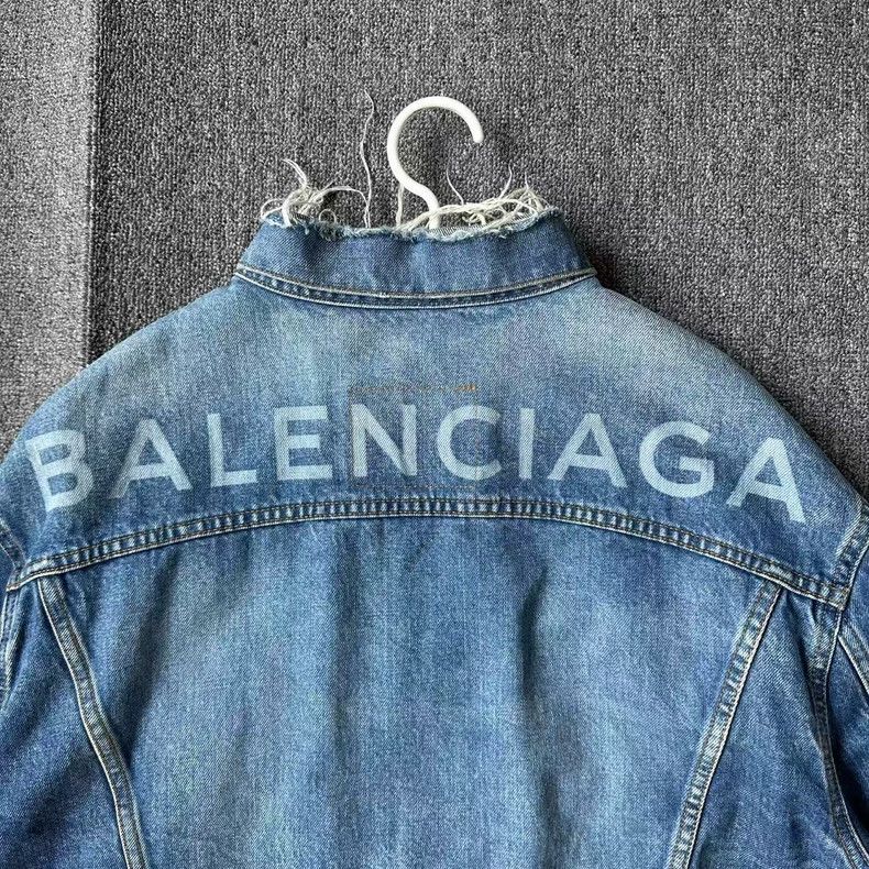Balenciaga Balenciaga Blue Denim Jacket with Back Logo - dmc Size US S / EU 44-46 / 1 - 3 Thumbnail