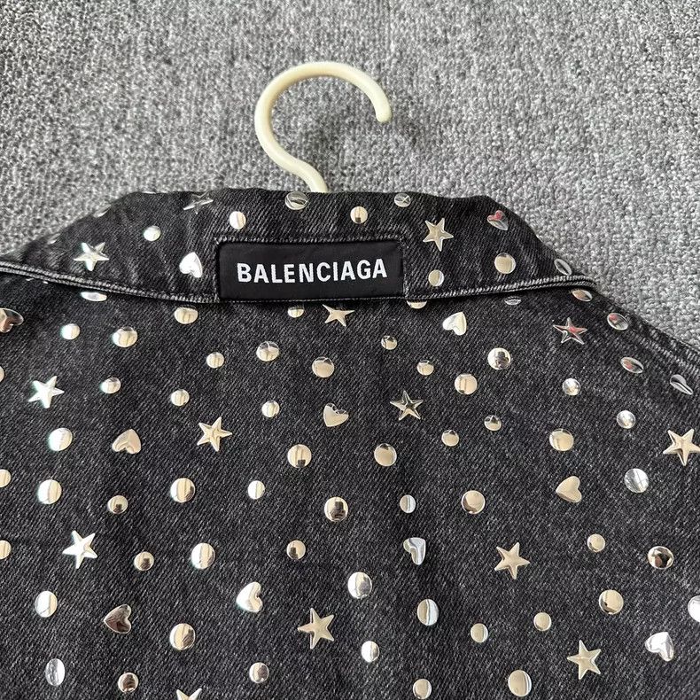 Balenciaga Balenciaga Black Metal Stud Denim Jacket - dmc Size US L / EU 52-54 / 3 - 3 Thumbnail