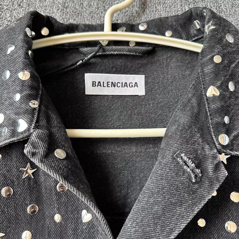 Balenciaga Balenciaga Black Metal Stud Denim Jacket - dmc Size US L / EU 52-54 / 3 - 4 Thumbnail