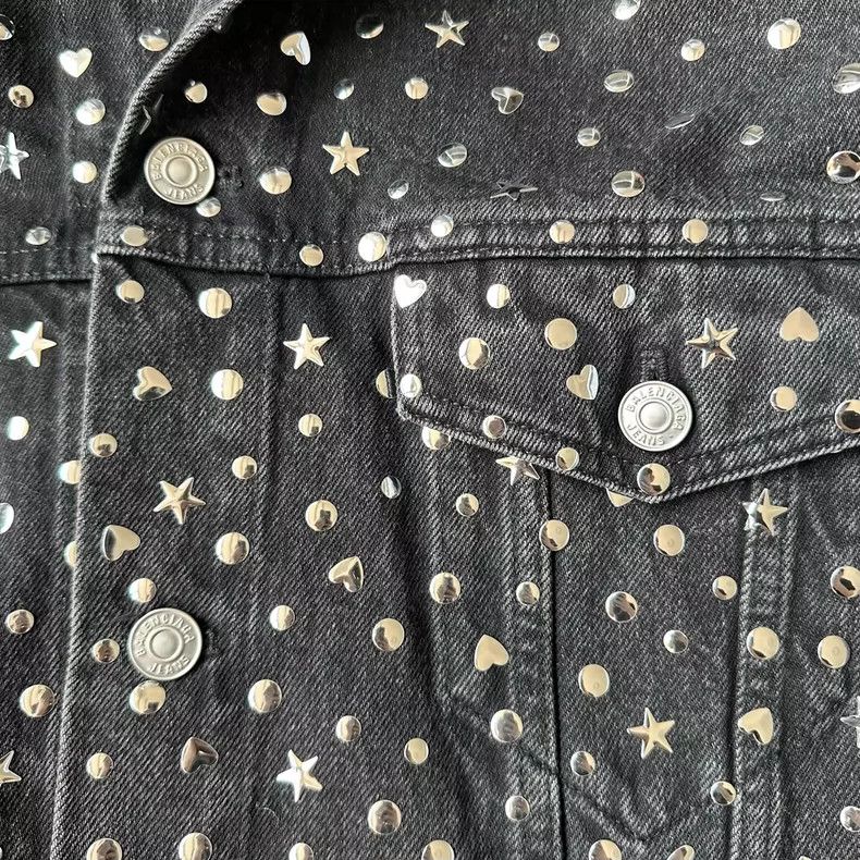 Balenciaga Balenciaga Black Metal Stud Denim Jacket - dmc Size US L / EU 52-54 / 3 - 5 Thumbnail