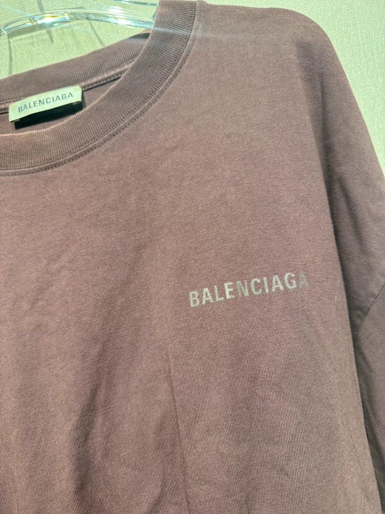 Balenciaga Balenciaga Burgundy Logo Print T-shirt - dmc Size US M / EU 48-50 / 2 - 4 Thumbnail