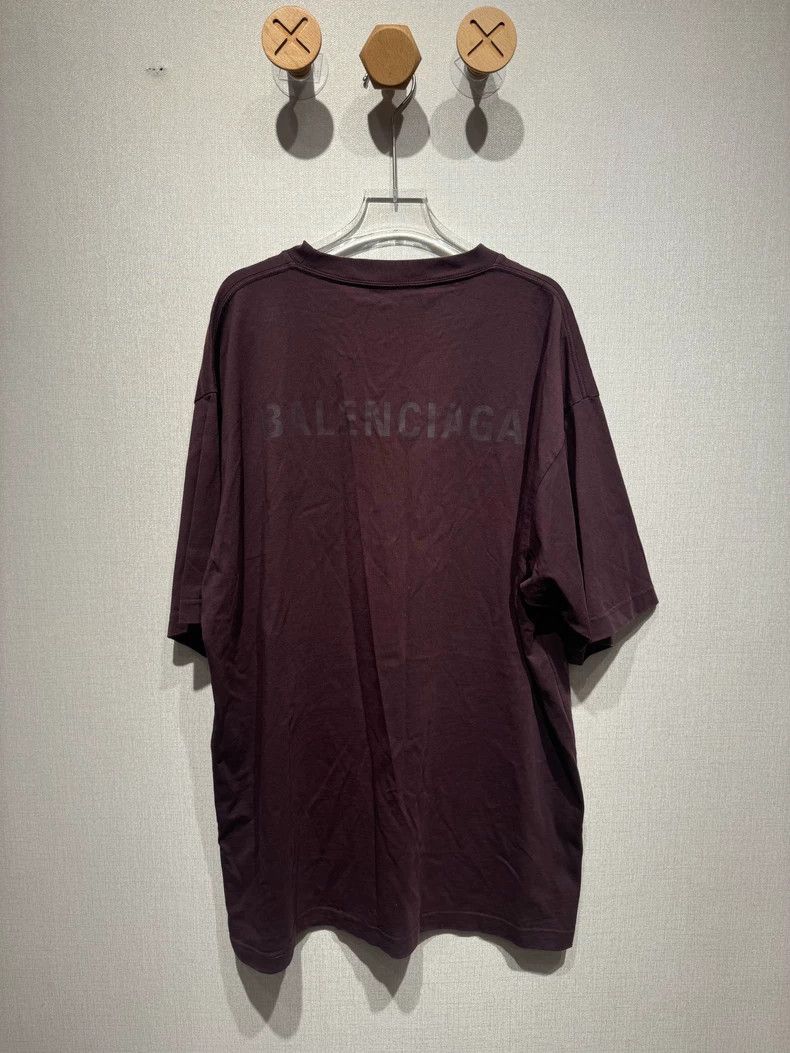 Balenciaga Balenciaga Burgundy Logo Print T-shirt - dmc Size US M / EU 48-50 / 2 - 2 Thumbnail