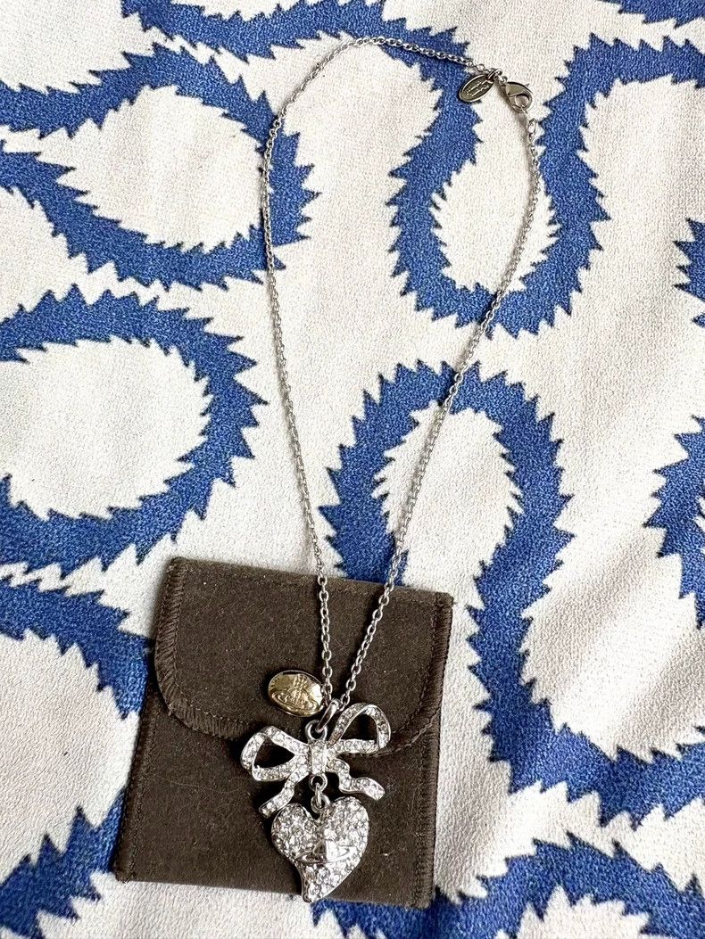Vivienne Westwood Vivienne Westwood Crystal Bow Heart Necklace - dmc Size ONE SIZE - 3 Thumbnail