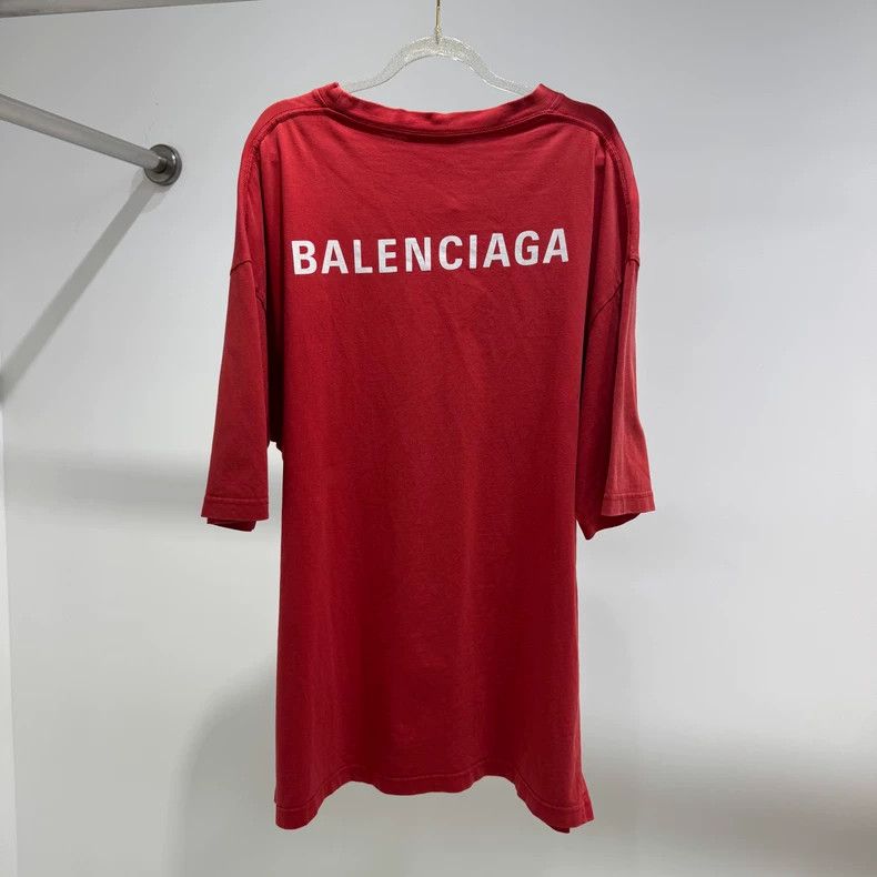 Balenciaga Balenciaga Red Logo Short Sleeve Tee - dmc Size US XL / EU 56 / 4 - 2 Thumbnail