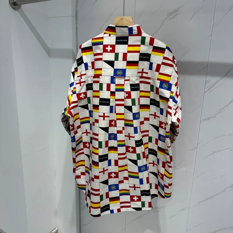 Balenciaga Balenciaga Flag Print Short Sleeve Shirt - dmc Size US M / EU 48-50 / 2 - 2 Thumbnail