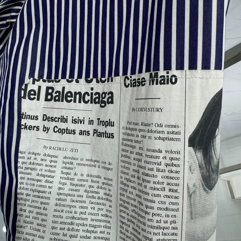Balenciaga Striped Newspaper Oversize Shirt dmc