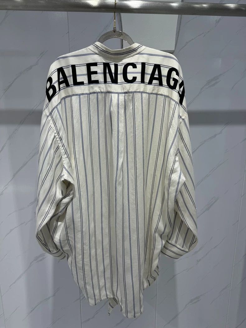 Balenciaga Balenciaga Striped Back Logo Shirt - dmc Size US S / EU 44-46 / 1 - 2 Thumbnail
