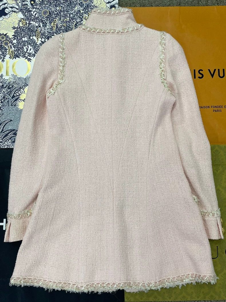 Chanel Pink Tweed Edge Coat - dmc