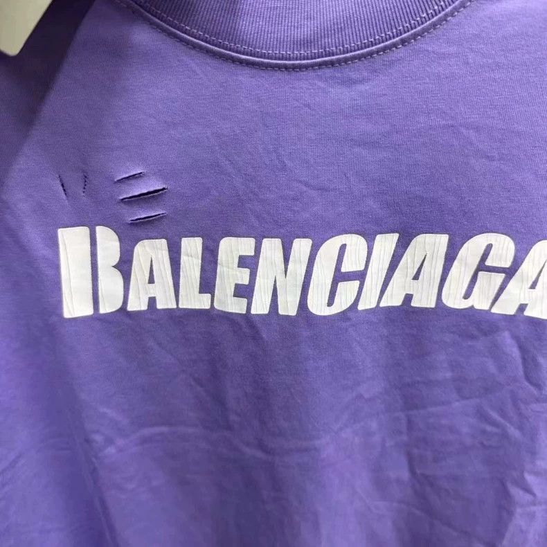Balenciaga Balenciaga Purple Distressed Short Sleeve - dmc Size US XXS / EU 40 - 3 Thumbnail