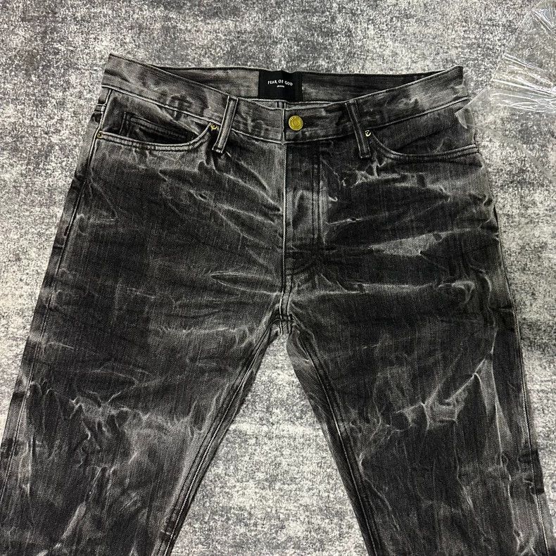 Fear of God Fear of God Black Water Ripple Denim - dmc Size US 33 - 2 Thumbnail
