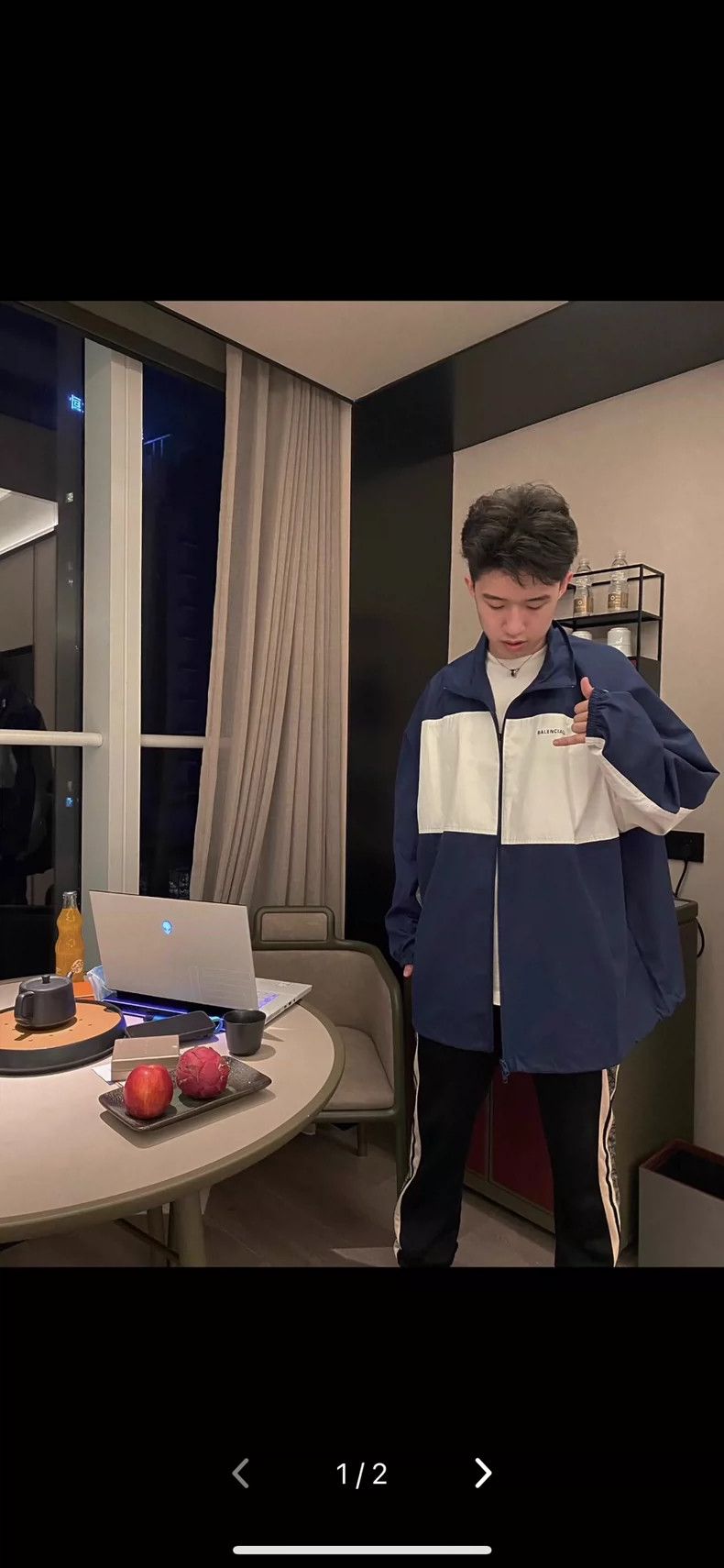 Balenciaga Balenciaga Blue White Windbreaker Jacket Coat - dmc Size US XL / EU 56 / 4 - 8 Thumbnail