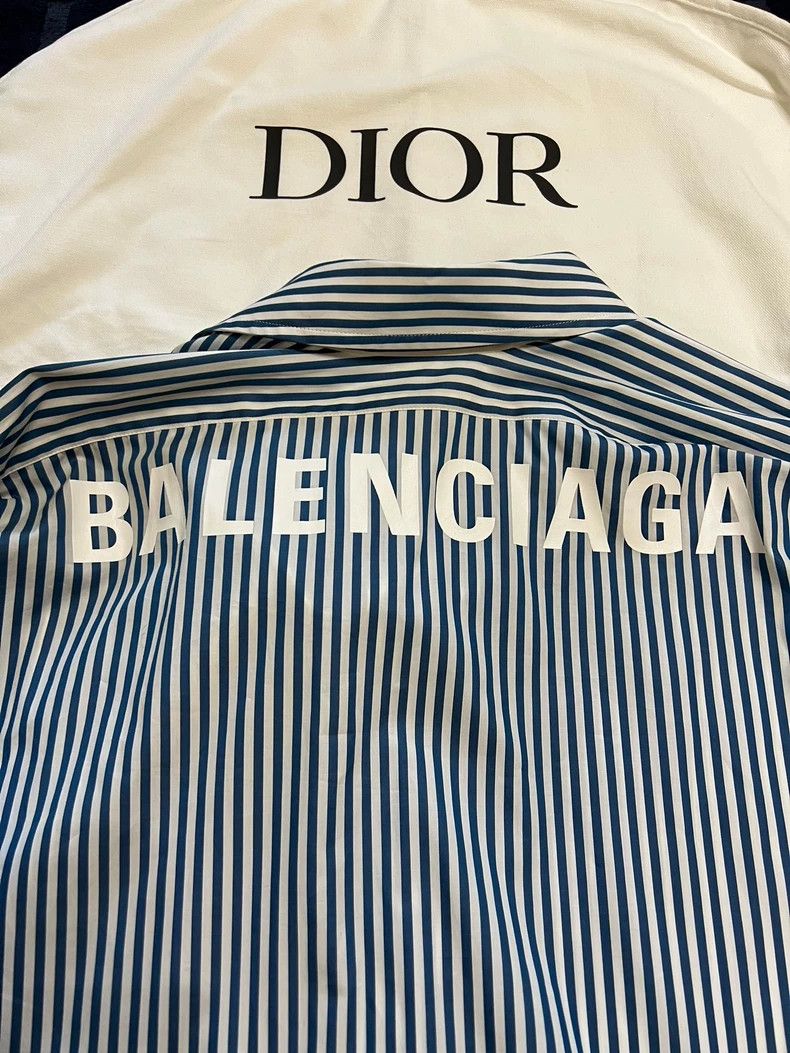 Balenciaga Balenciaga Blue White Check Logo Shirt - dmc Size US XS / EU 42 / 0 - 4 Thumbnail