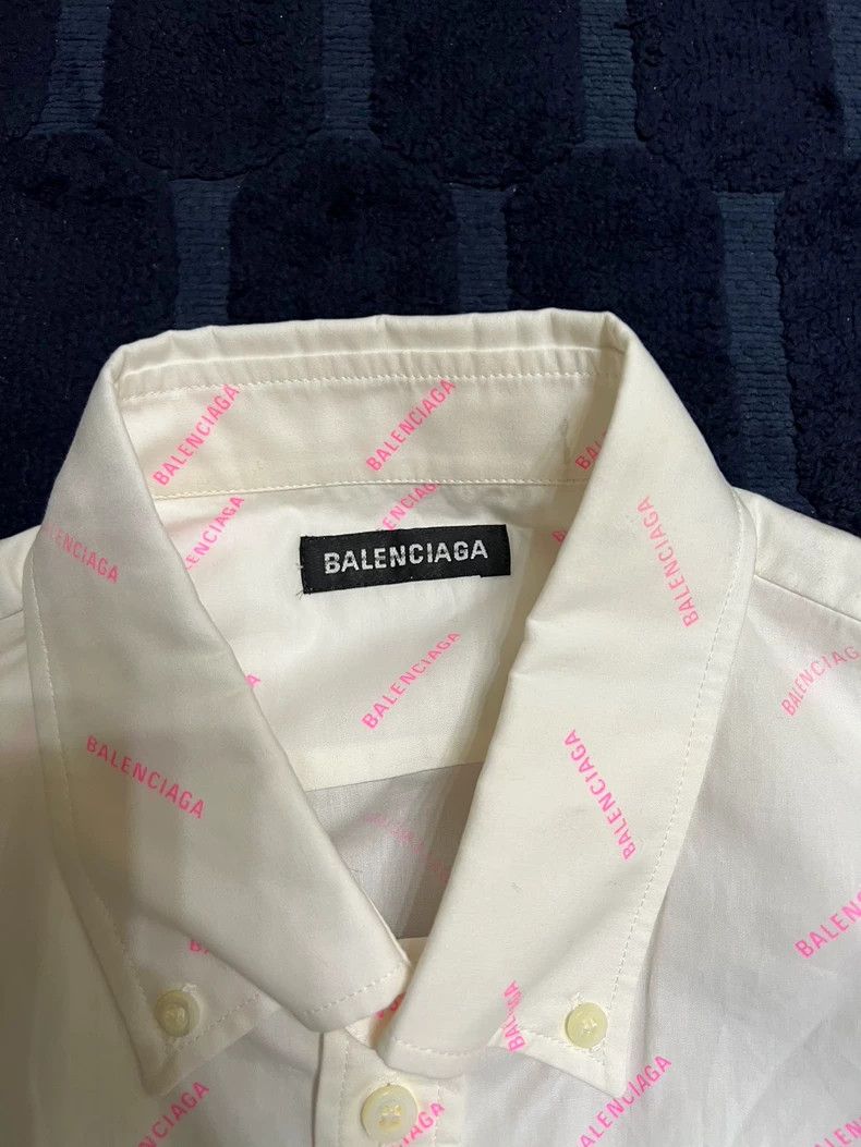 Balenciaga Balenciaga Pink Logo Print Button Shirt - dmc Size US M / EU 48-50 / 2 - 3 Thumbnail