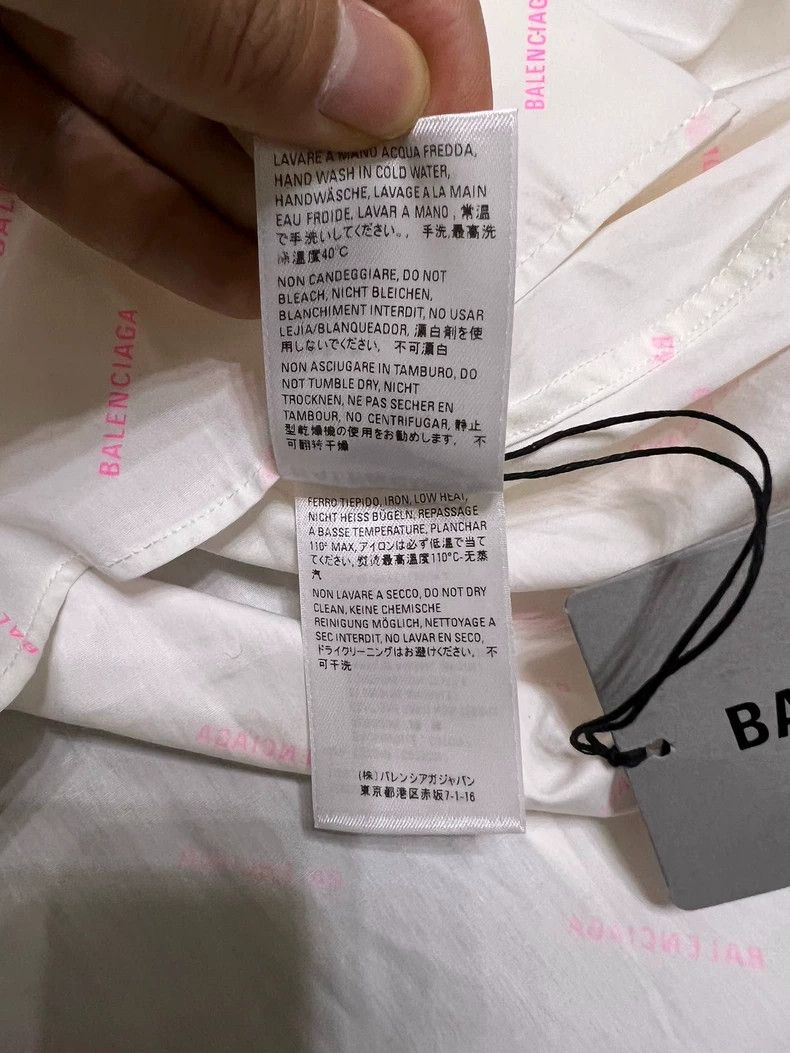 Balenciaga Balenciaga Pink Logo Print Button Shirt - dmc Size US M / EU 48-50 / 2 - 7 Thumbnail