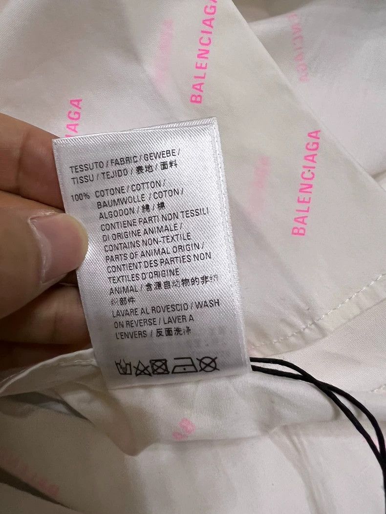Balenciaga Balenciaga Pink Logo Print Button Shirt - dmc Size US M / EU 48-50 / 2 - 8 Thumbnail