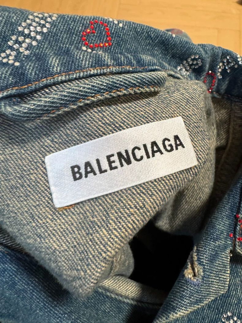 Balenciaga Balenciaga Blue Rhinestone Logo Denim Jacket - dmc Size US S / EU 44-46 / 1 - 3 Thumbnail