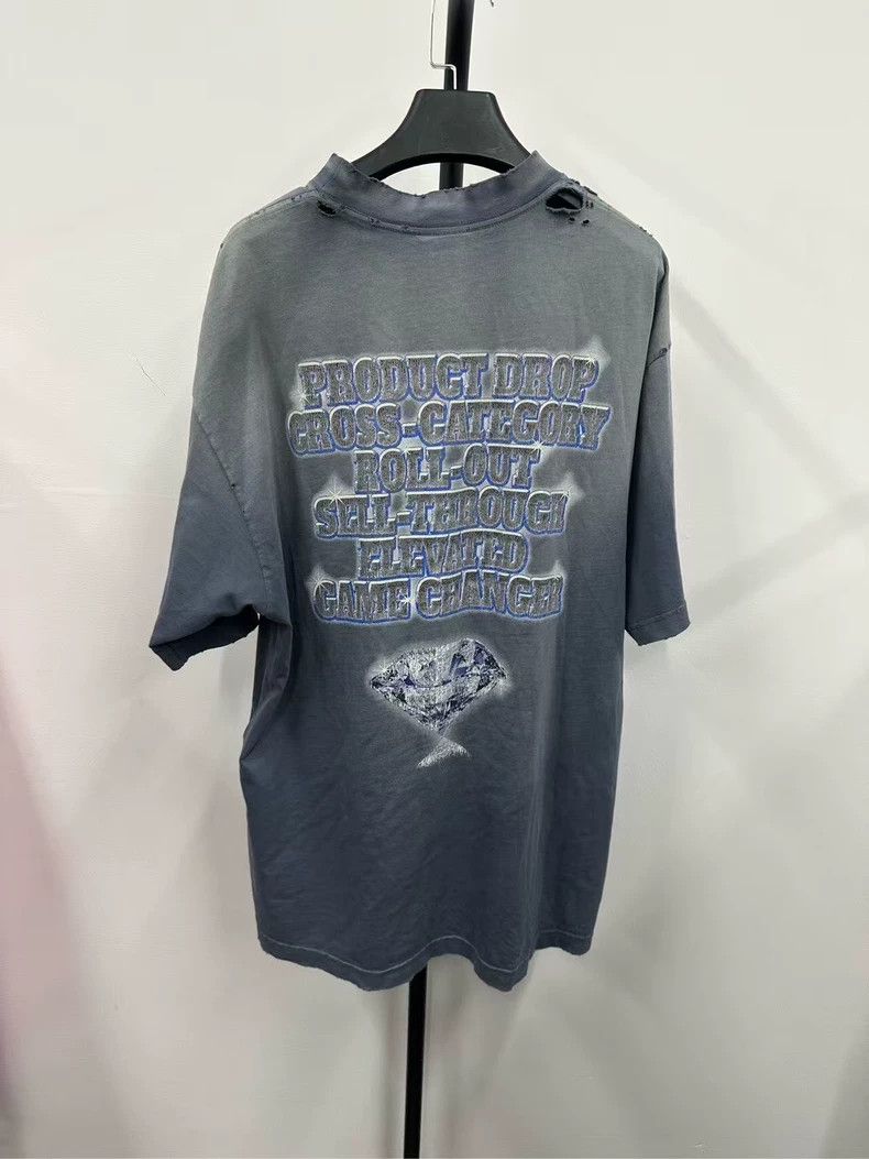 Balenciaga Balenciaga 24FW Distressed Diamond SNBN Tee - dmc Size US S / EU 44-46 / 1 - 2 Thumbnail
