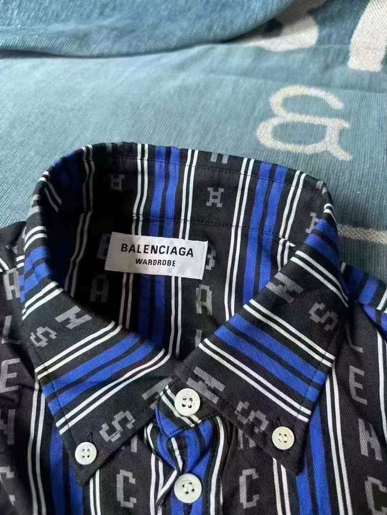 Balenciaga Balenciaga Black Blue Stripe Long Sleeve Shirt - dmc Size US XS / EU 42 / 0 - 3 Thumbnail