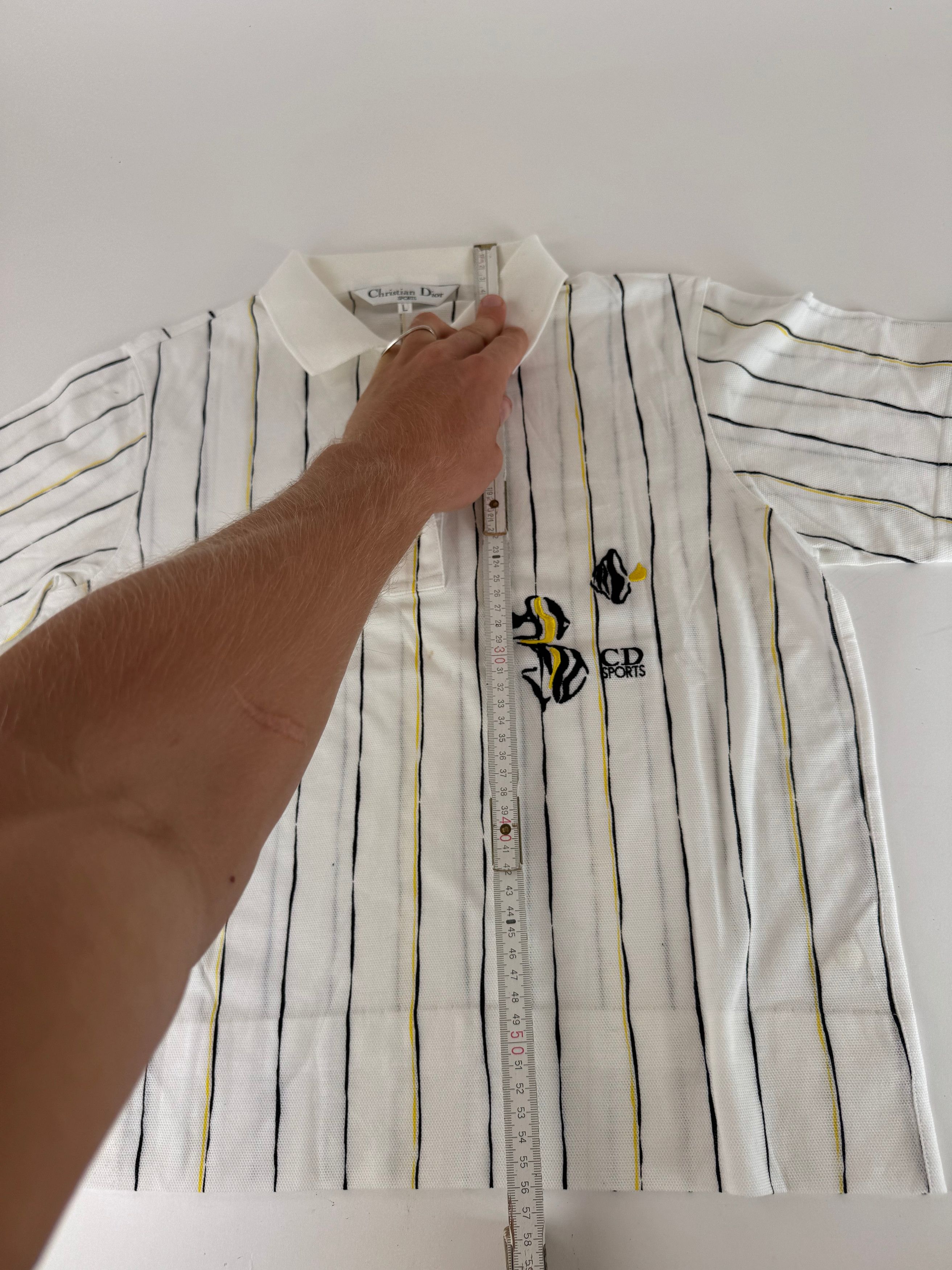 Dior Vintage Striped Polo Shirt Black white Yellow 36/S Size L / US 10 / IT 46 - 10 Thumbnail