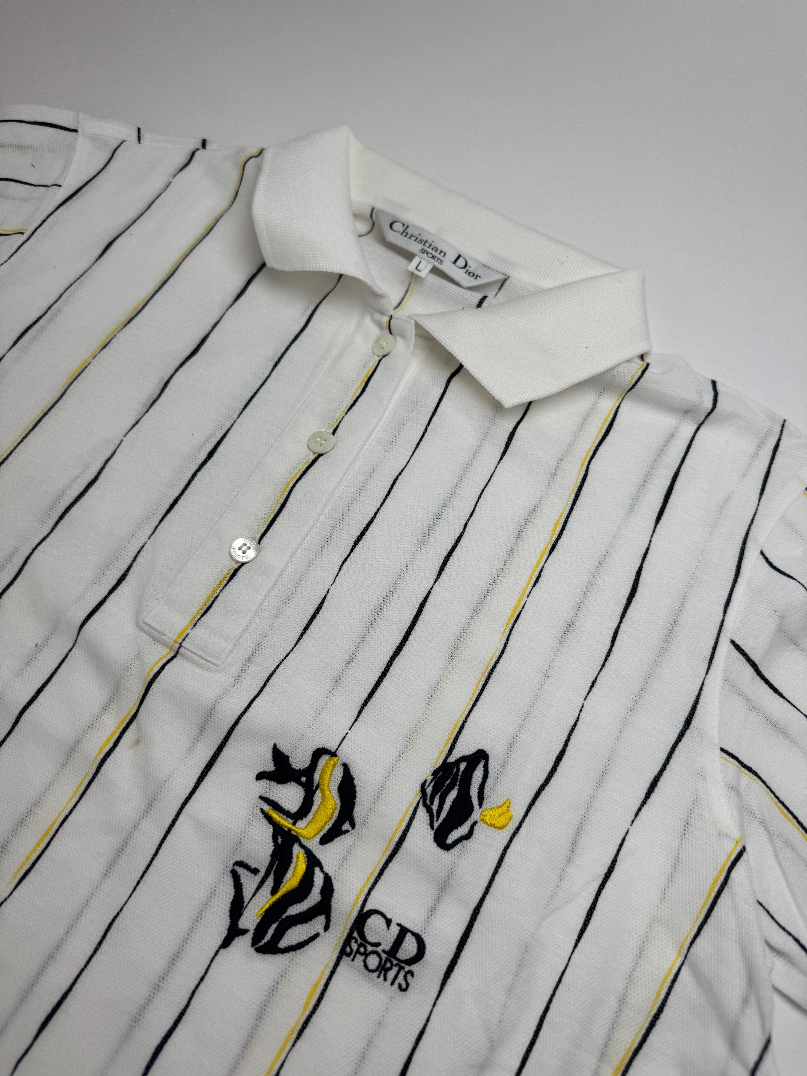 Dior Vintage Striped Polo Shirt Black white Yellow 36/S Size L / US 10 / IT 46 - 5 Thumbnail