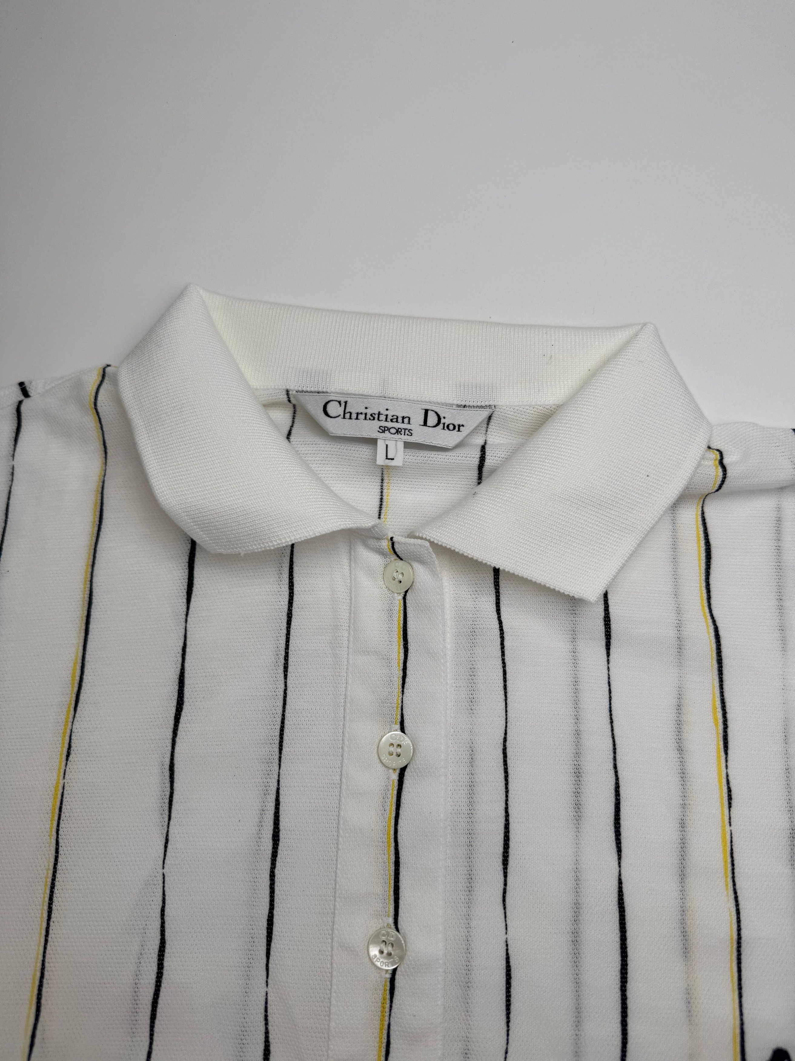 Dior Vintage Striped Polo Shirt Black white Yellow 36/S Size L / US 10 / IT 46 - 6 Thumbnail