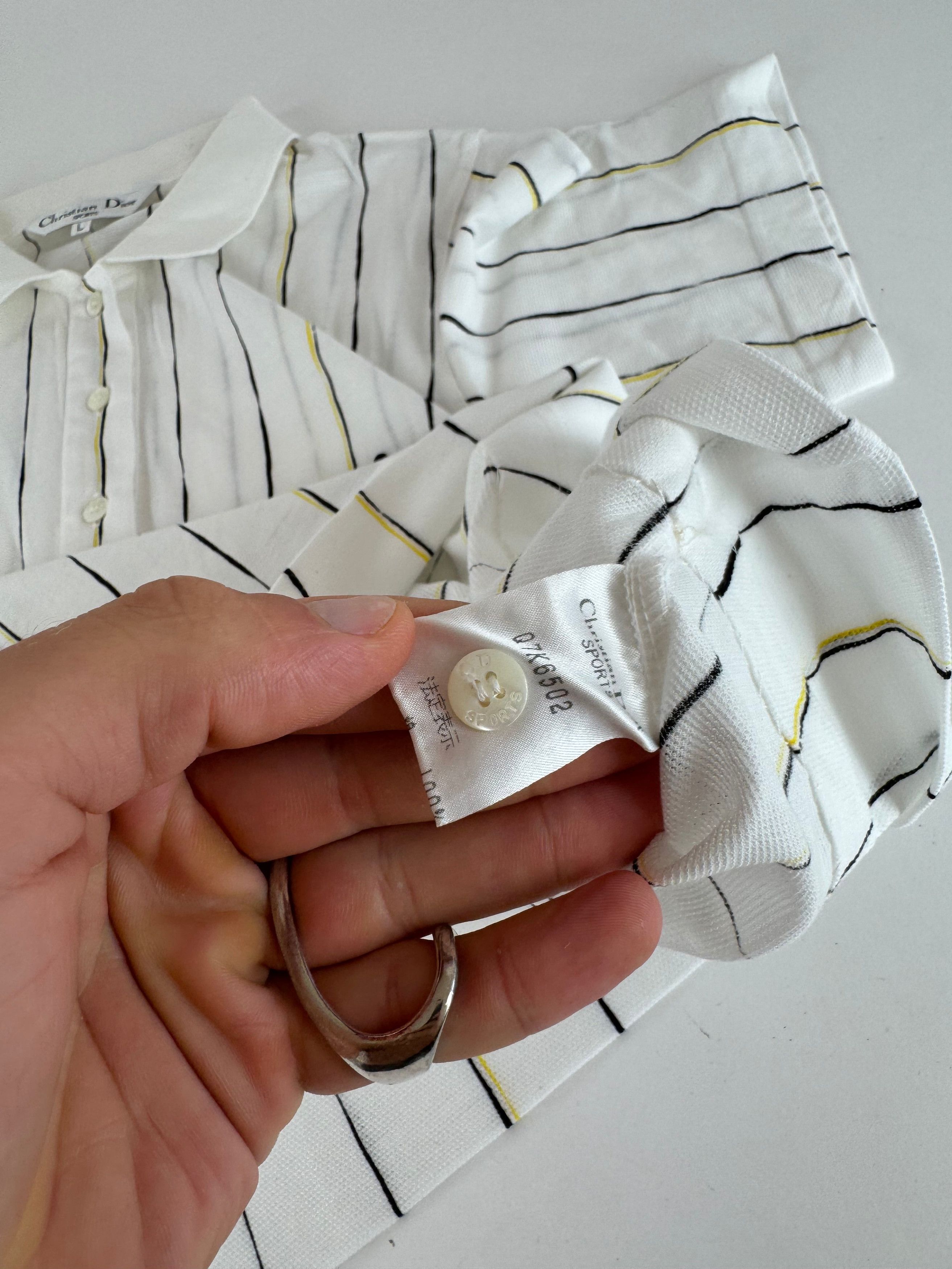 Dior Vintage Striped Polo Shirt Black white Yellow 36/S Size L / US 10 / IT 46 - 11 Thumbnail