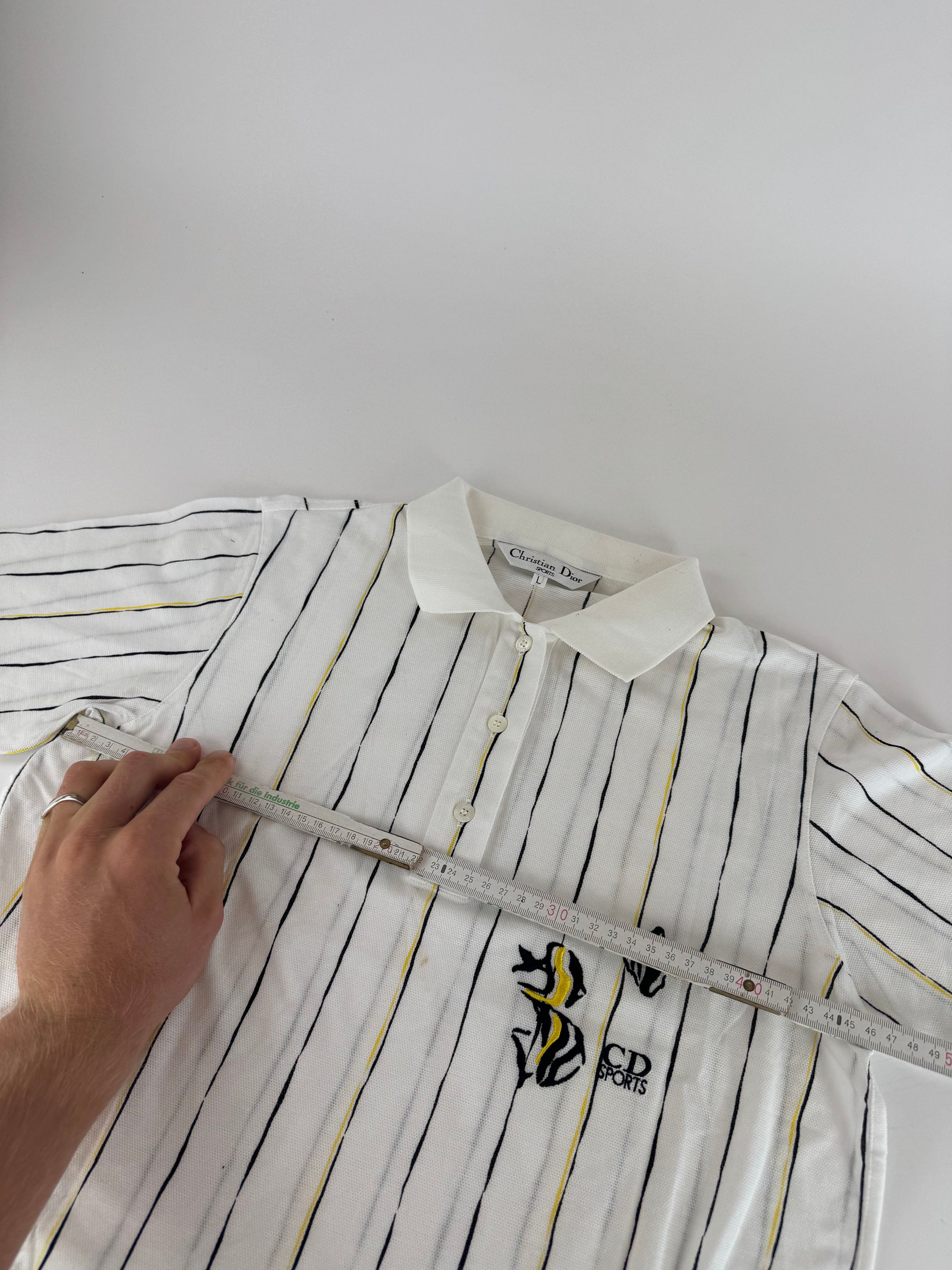 Dior Vintage Striped Polo Shirt Black white Yellow 36/S Size L / US 10 / IT 46 - 9 Thumbnail