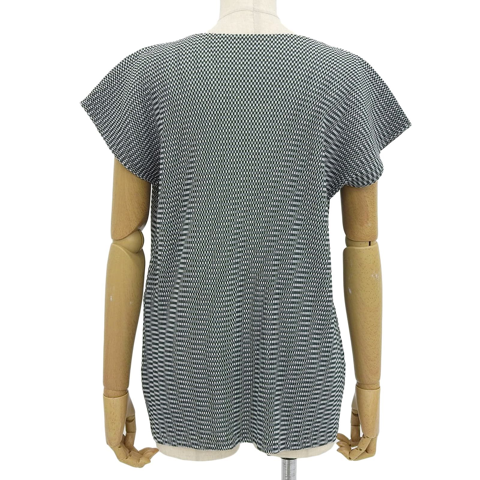 Issey Miyake Issey Miyake PLEATS PLEASE Block Check Pattern Short Sleeve T-shirt Cotton T-Shirts PP51-JT473 DUTY FREE for USA Size ONE SIZE - 2 Thumbnail