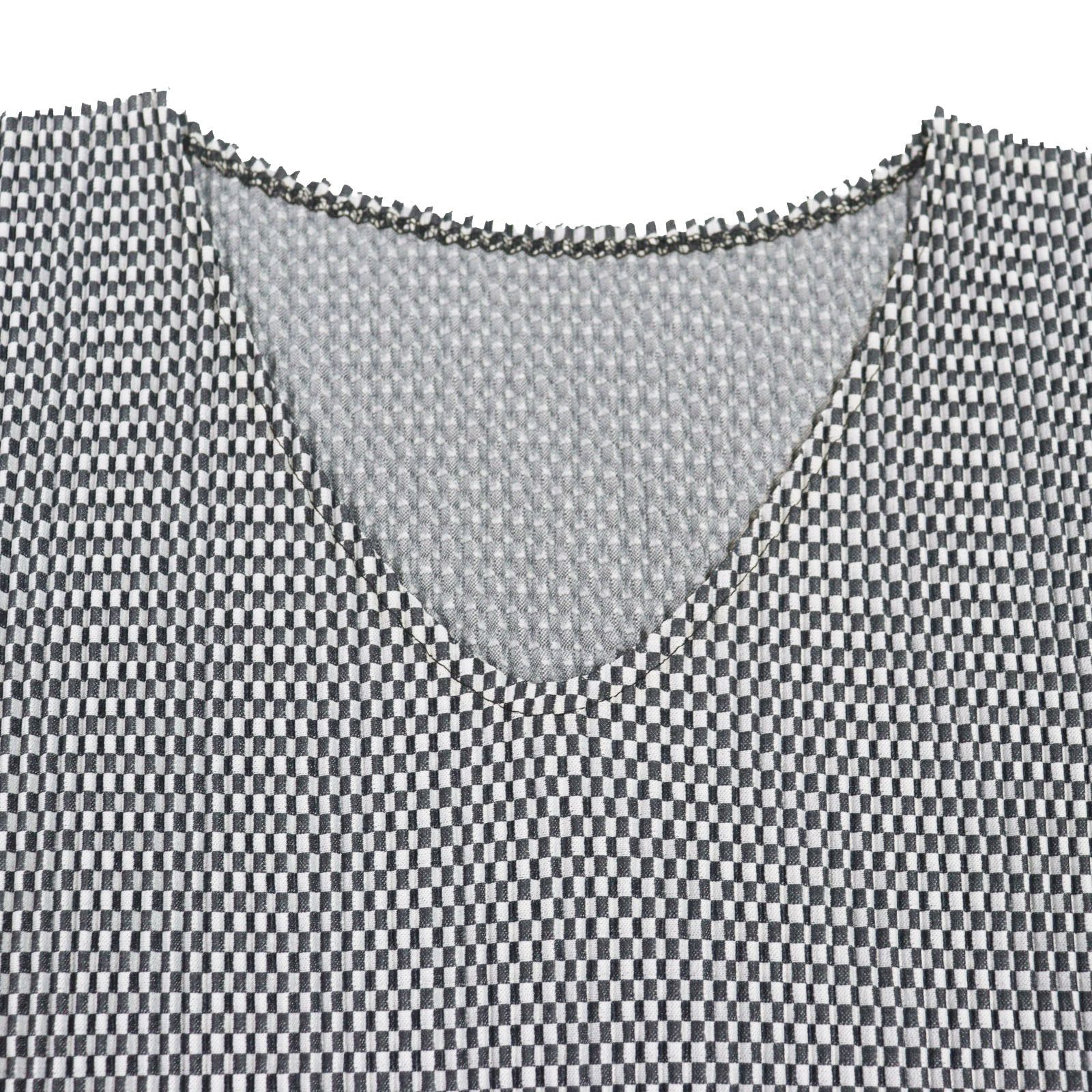 Issey Miyake Issey Miyake PLEATS PLEASE Block Check Pattern Short Sleeve T-shirt Cotton T-Shirts PP51-JT473 DUTY FREE for USA Size ONE SIZE - 4 Thumbnail