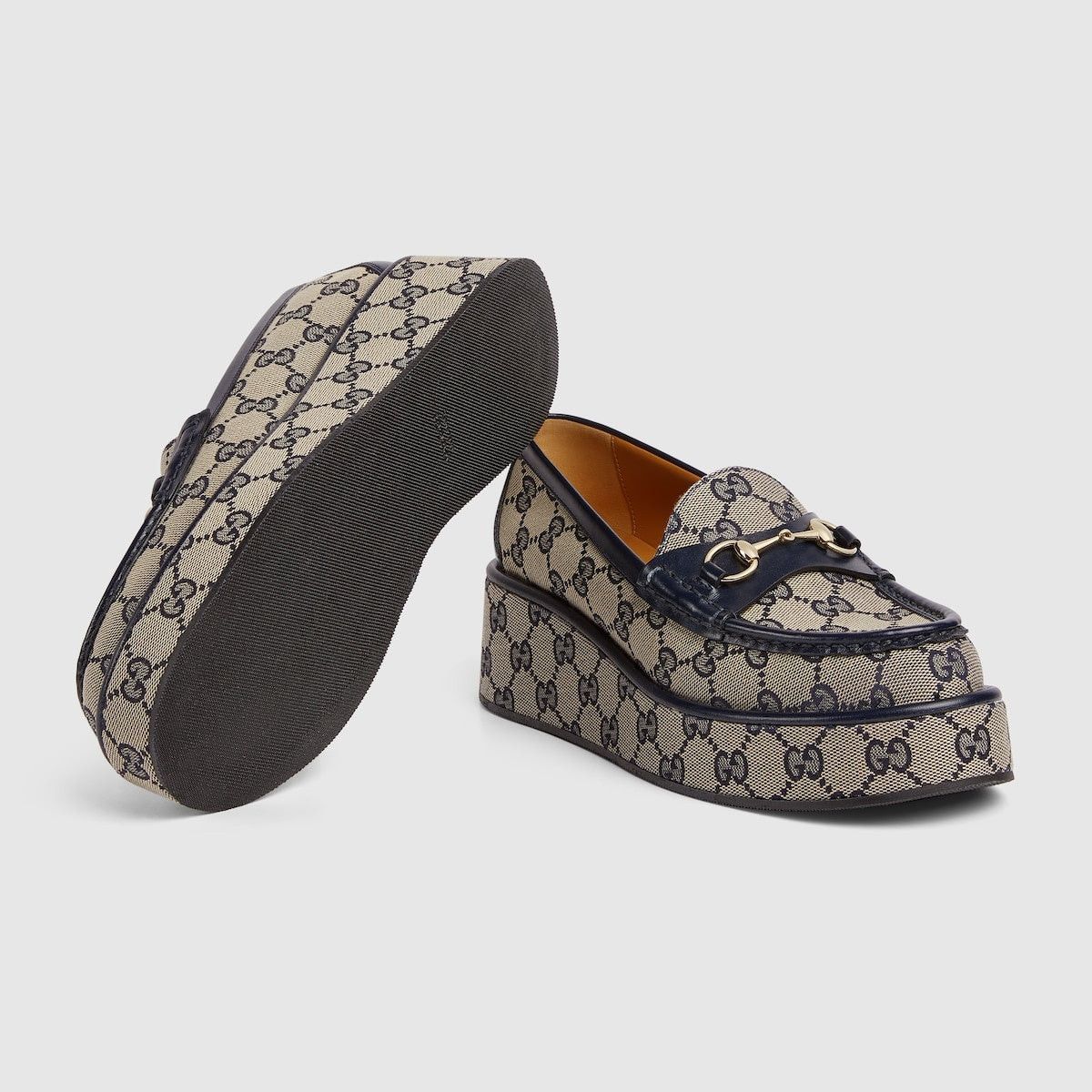 Gucci Gucci Horsebit GG Canvas Wedge Loafers SIZE 40 Size ONE SIZE - 3 Thumbnail