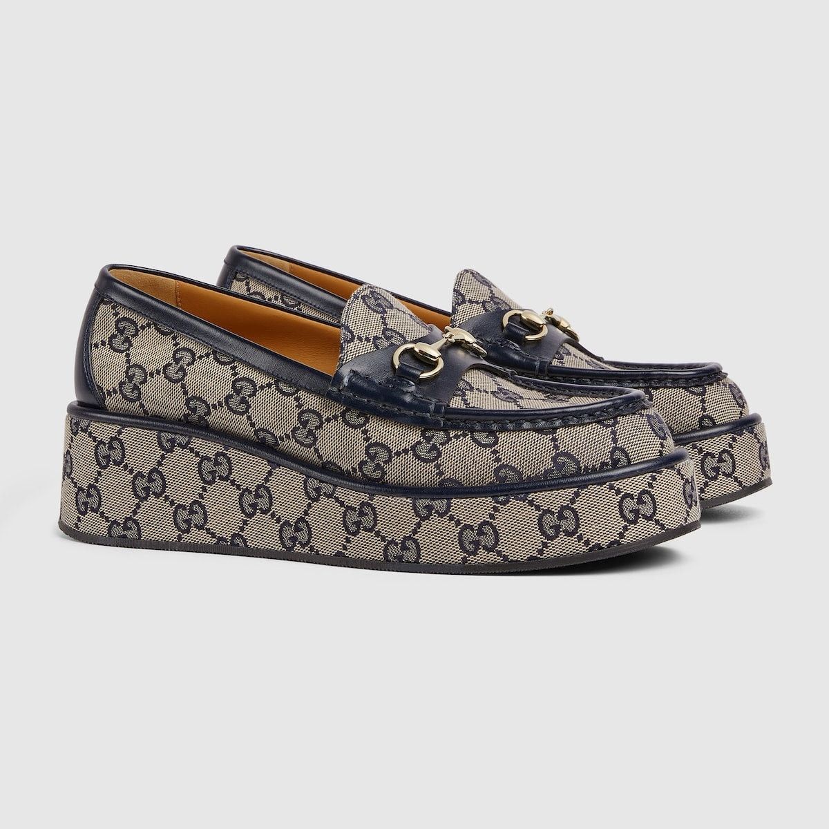 Gucci Gucci Horsebit GG Canvas Wedge Loafers SIZE 37.5 Size ONE SIZE - 2 Thumbnail