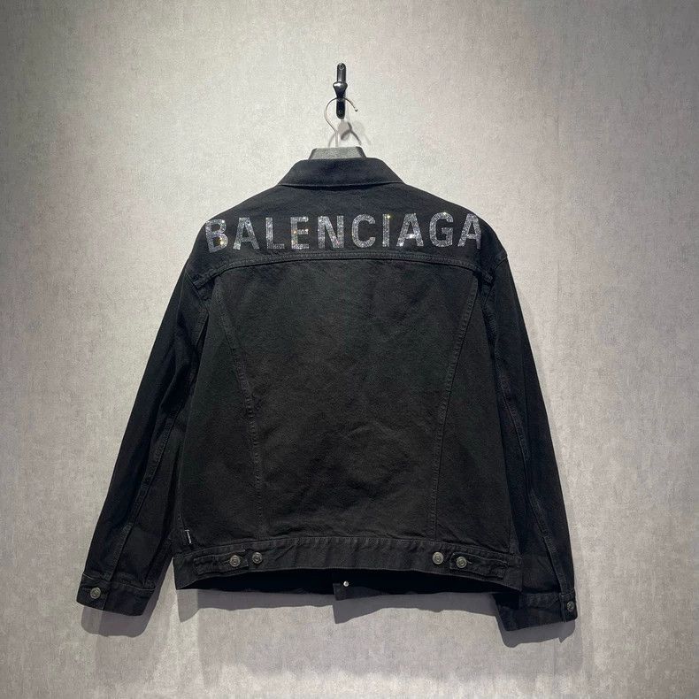 Balenciaga Balenciaga Black Denim Jacket Crystal Logo - dmc Size US S / EU 44-46 / 1 - 2 Thumbnail