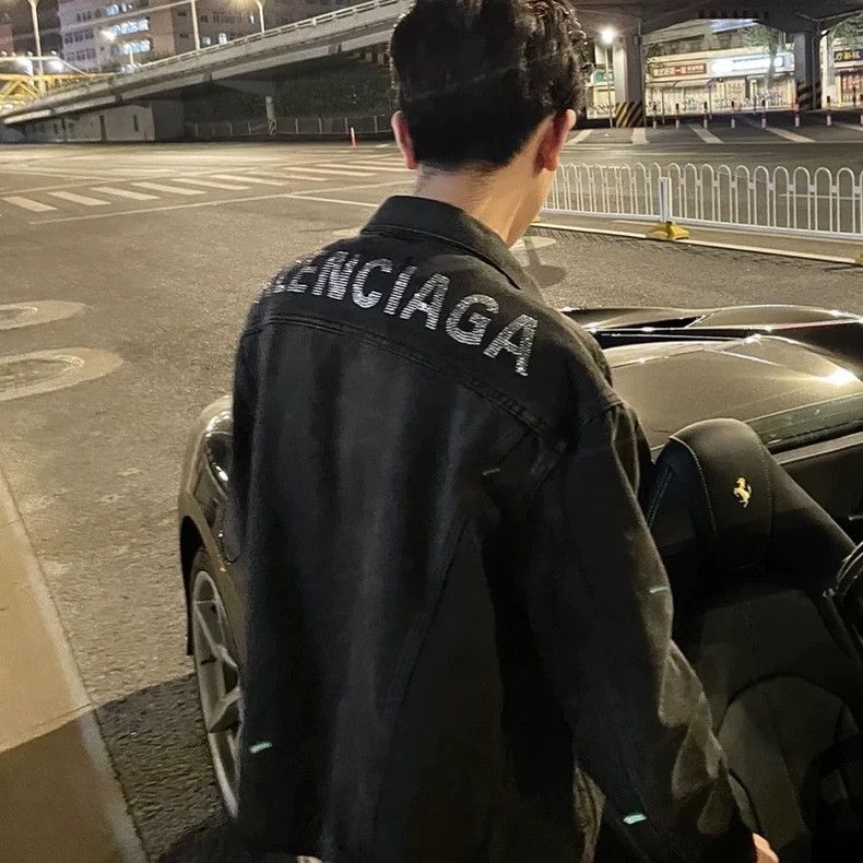 Balenciaga Balenciaga Black Denim Jacket Crystal Logo - dmc Size US S / EU 44-46 / 1 - 5 Thumbnail