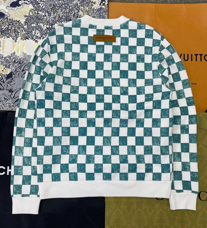 Louis Vuitton Louis Vuitton Green White Check Crewneck Sweatshirt - dmc Size US M / EU 48-50 / 2 - 3 Thumbnail