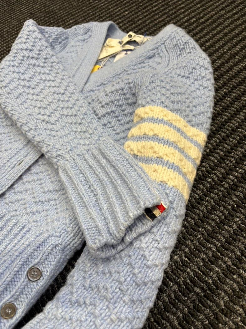 Thom Browne Thom Browne Blue Arm Stripe Wool Cardigan - dmc Size US S / EU 44-46 / 1 - 3 Thumbnail